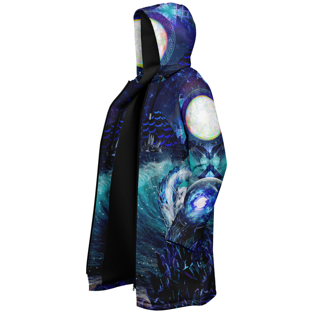 Blue Sorceress Men's Festival Cloak detail view with alternative fashion