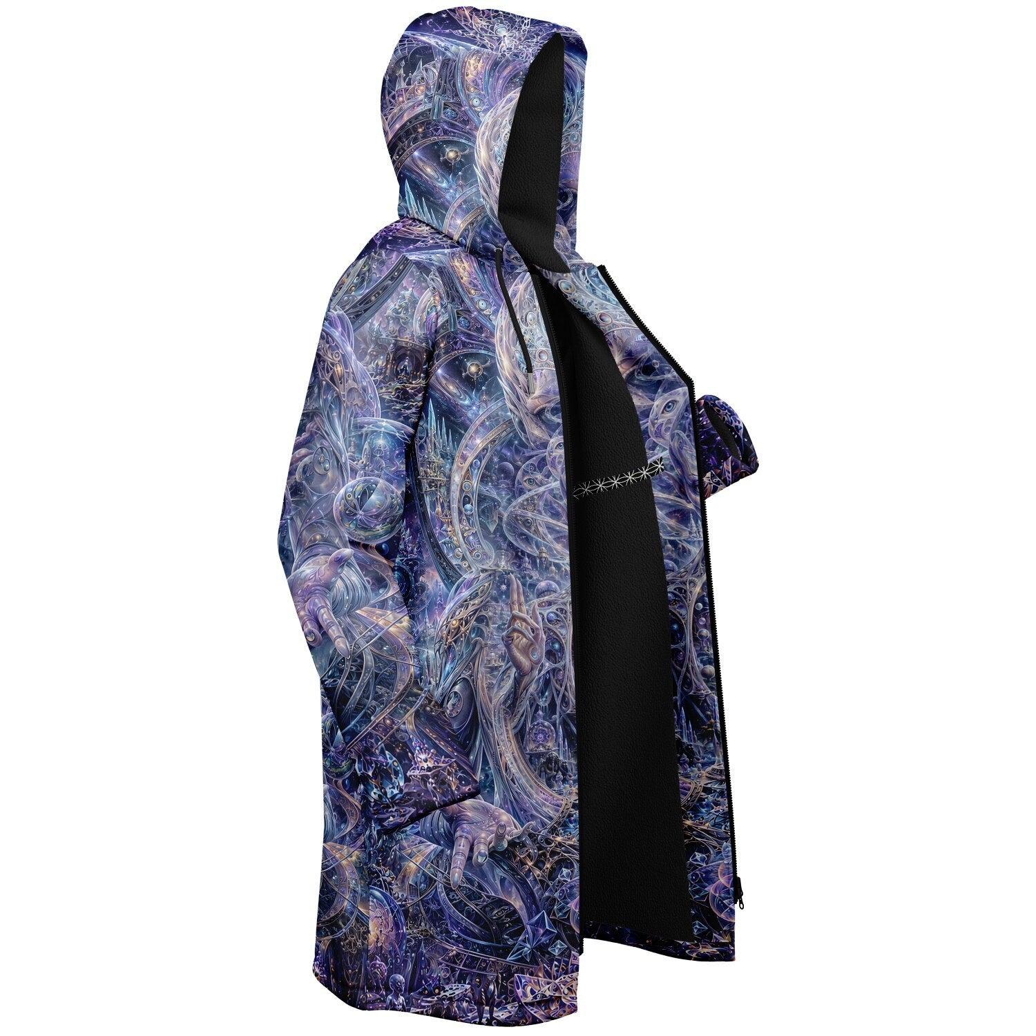 Galactic Alien Oracle Zipper Black Cloak