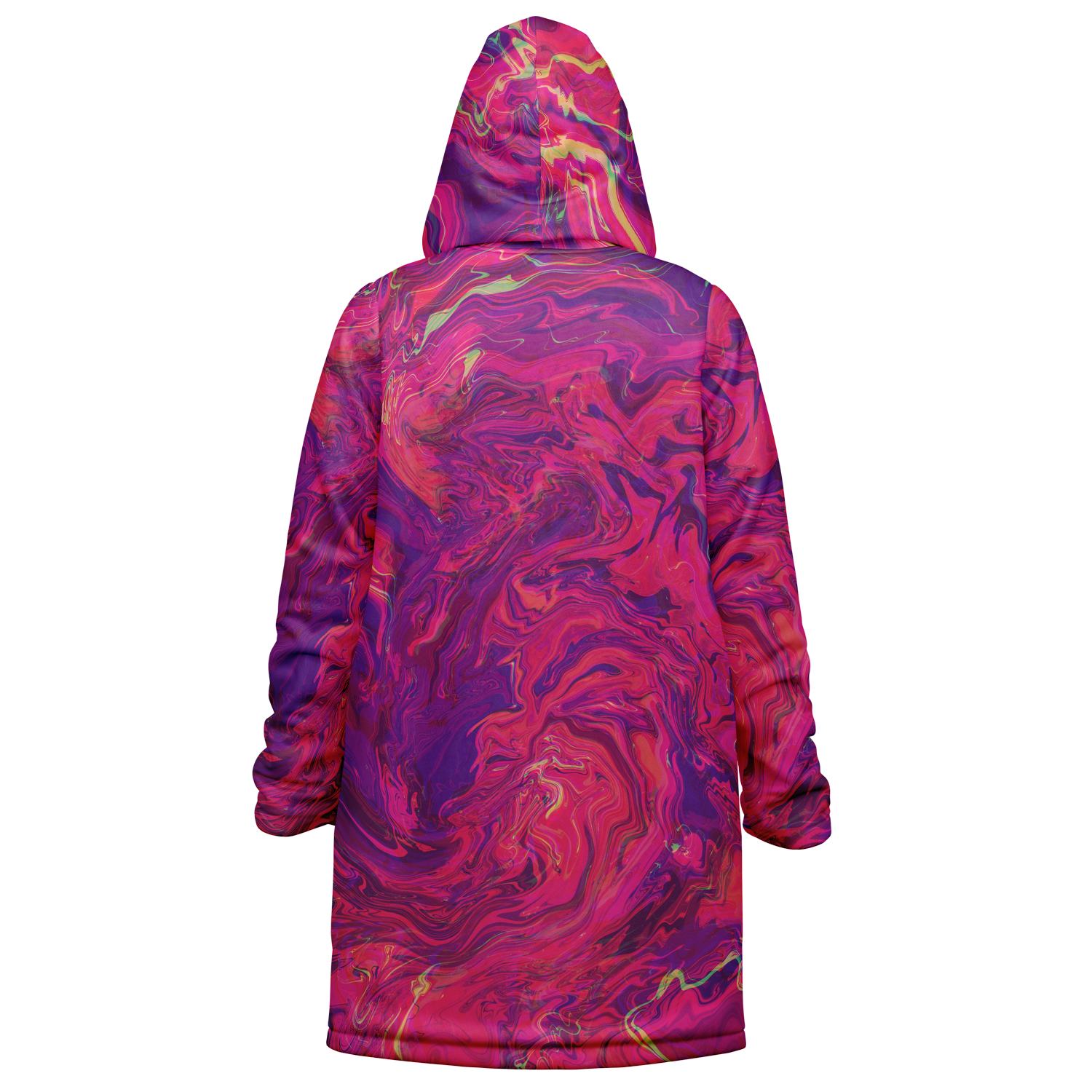 Pink Acid Oasis Women's Festival Cloak back view with psytrance events