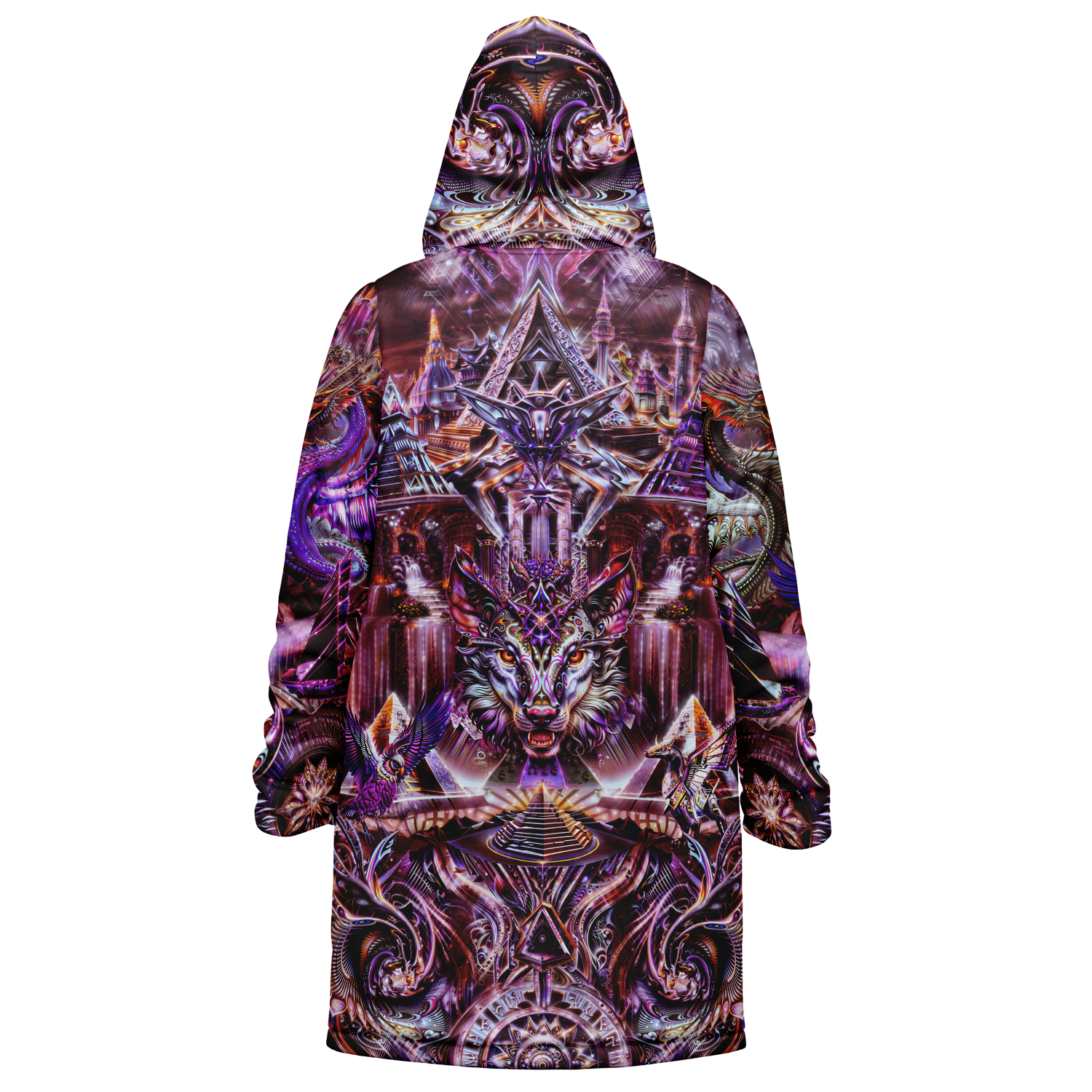 Dream Weaver Red Women's Festival Cloak detail view with festival fashion