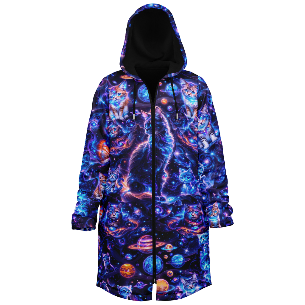 Cosmic Space Cats Women's Festival Cloak back view with festival wear