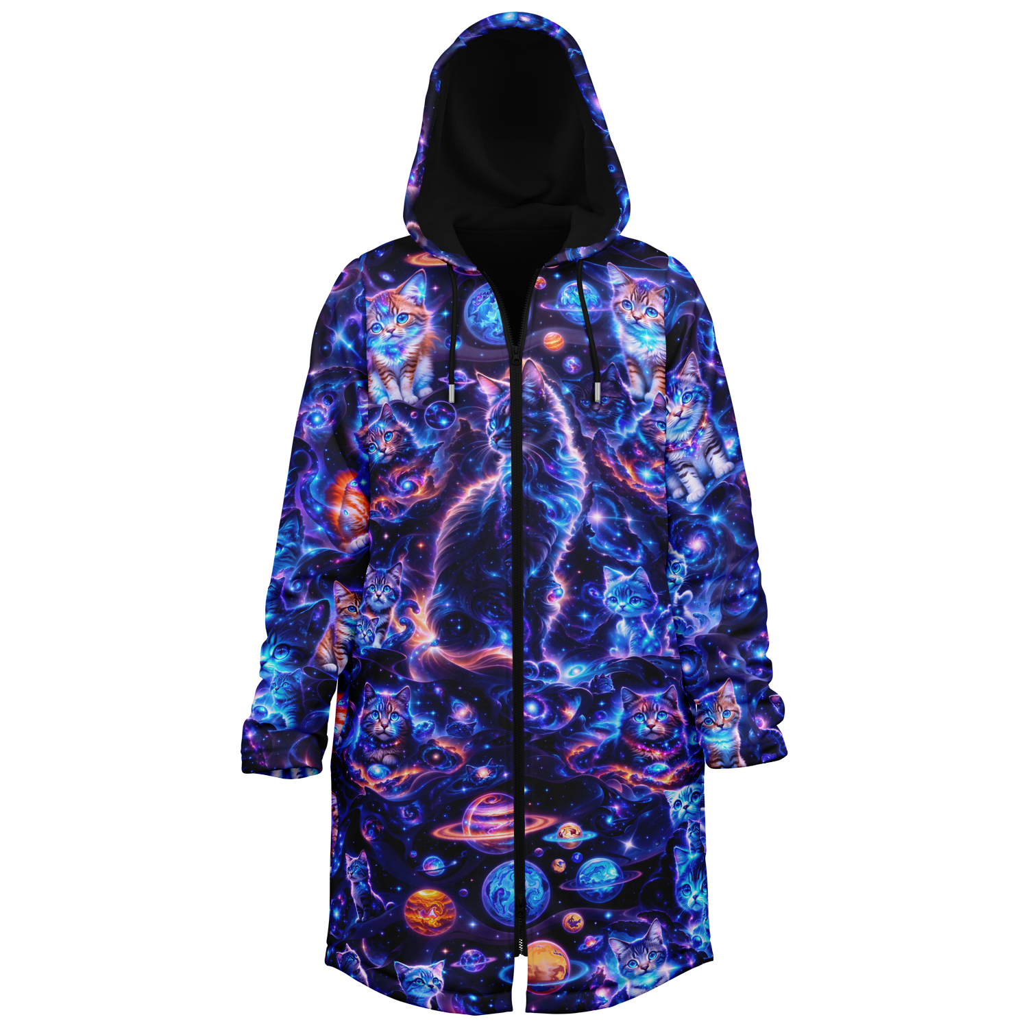 Cosmic Space Cats Women's Festival Cloak back view with festival wear