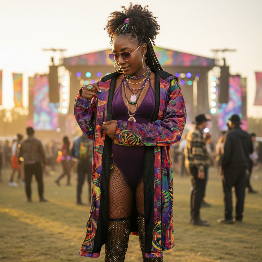 Shroom Flower Of Life Ultra Rainbow Women's Festival Cloak