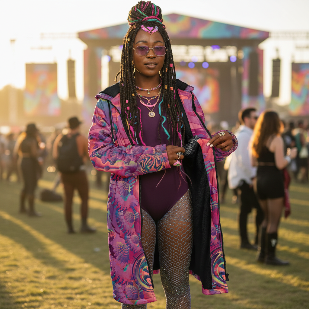 Fuchsia Shroom Flower Of Life Women's Festival Cloak