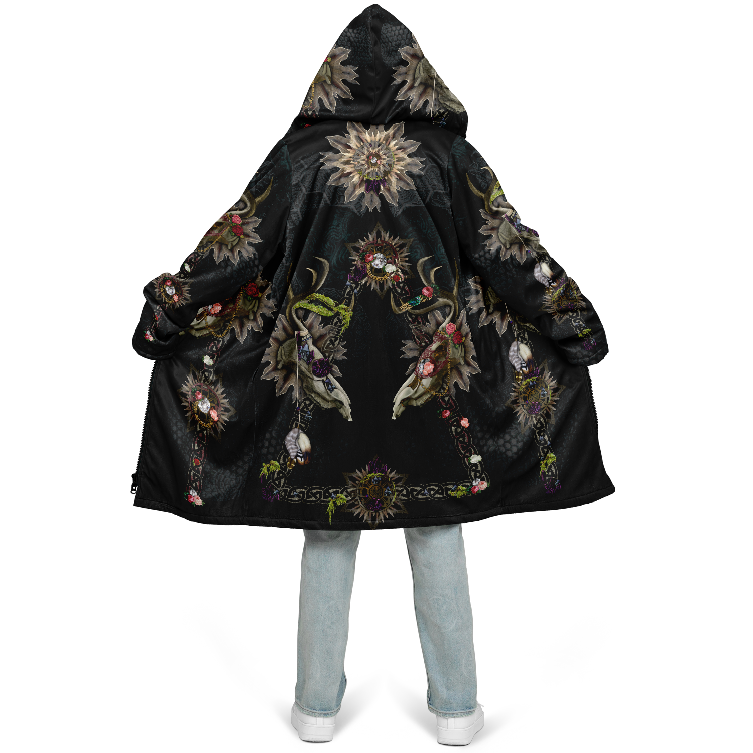 Forest Wizard S Men's Festival Cloak front view with mystical cloak