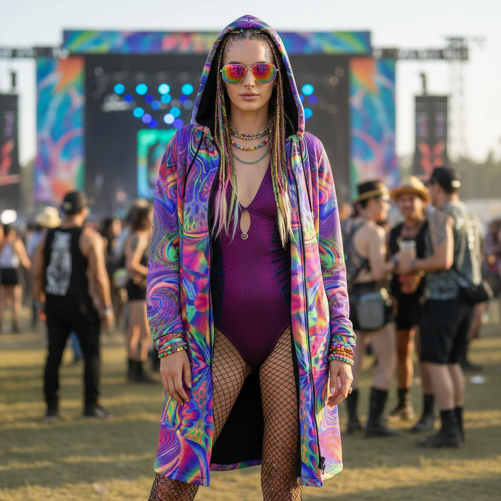 Lucid Women's Festival Cloak detail view with mystical style