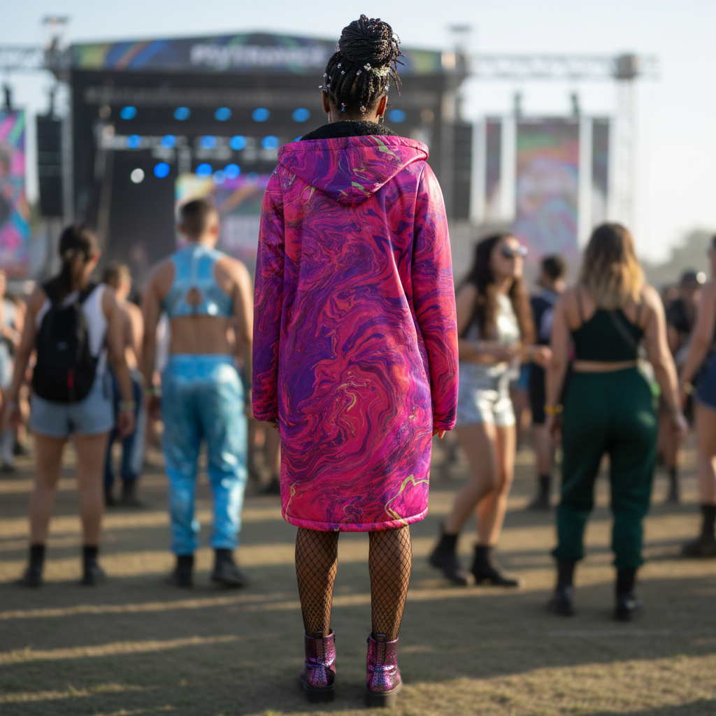 Pink Acid Oasis Women's Festival Cloak