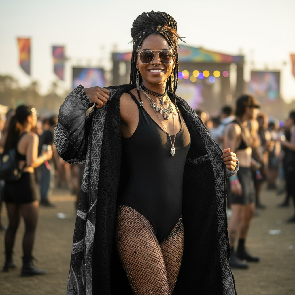 Black Mystic Eye Women's Festival Cloak