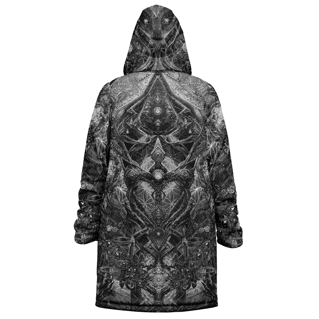 Black Cosmic Cross Women's Festival Cloak detail view with festival fashion