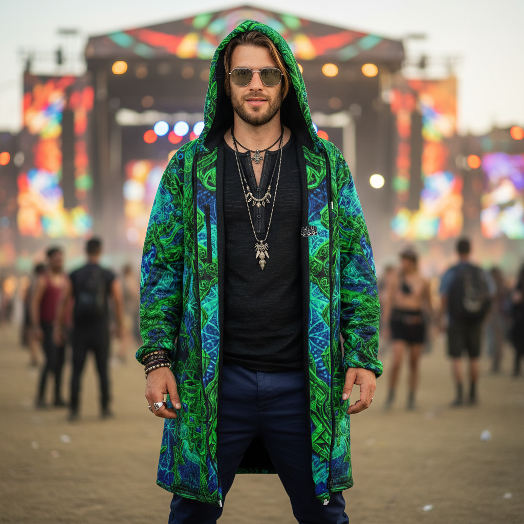 Cosmic Cross Green Men's Festival Cloak