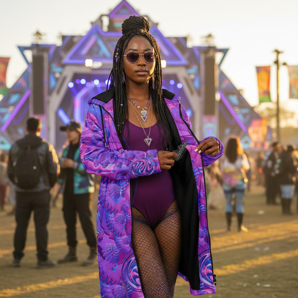 Purple Shroom Flower Of Life Women's Festival Cloak
