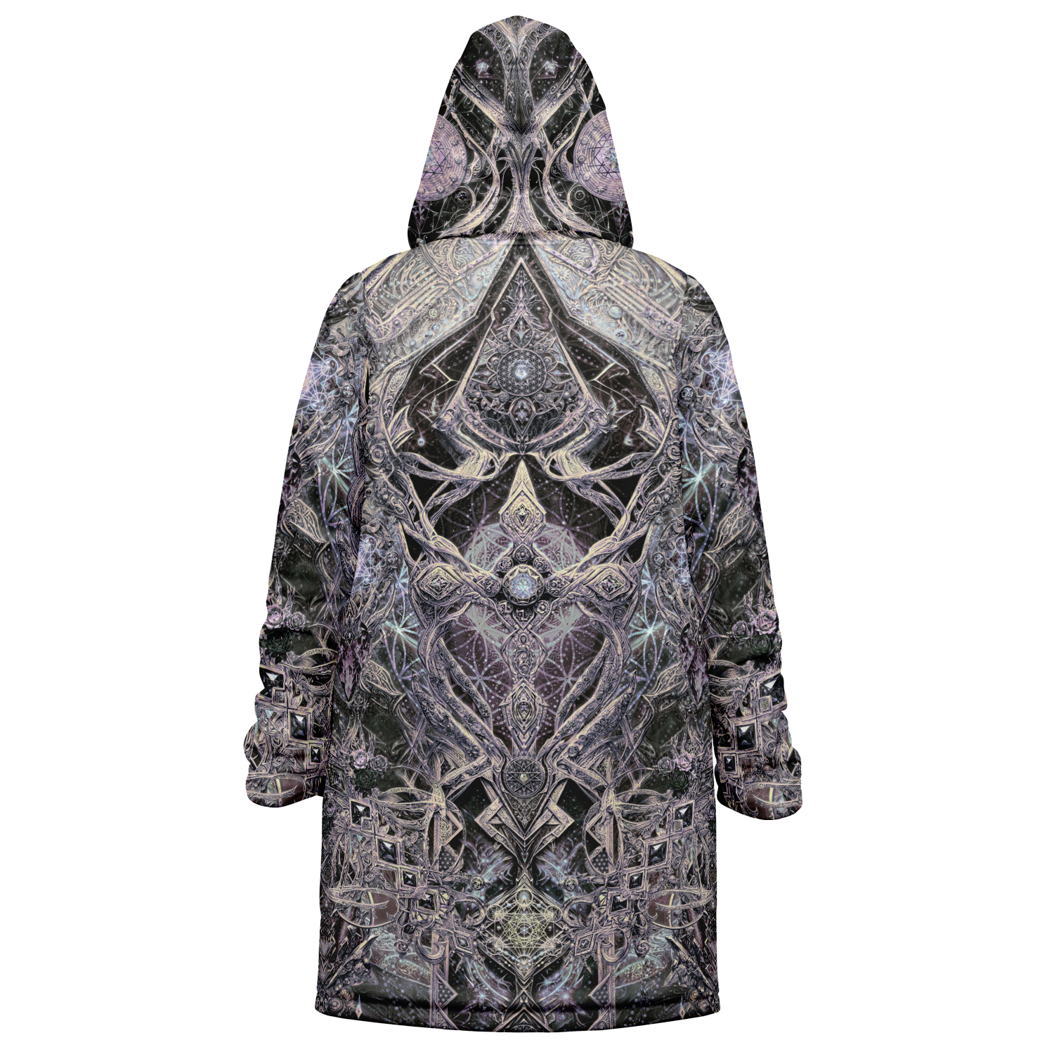 Cosmic Cross Silver Men's Festival Cloak detail view with statement outerwear