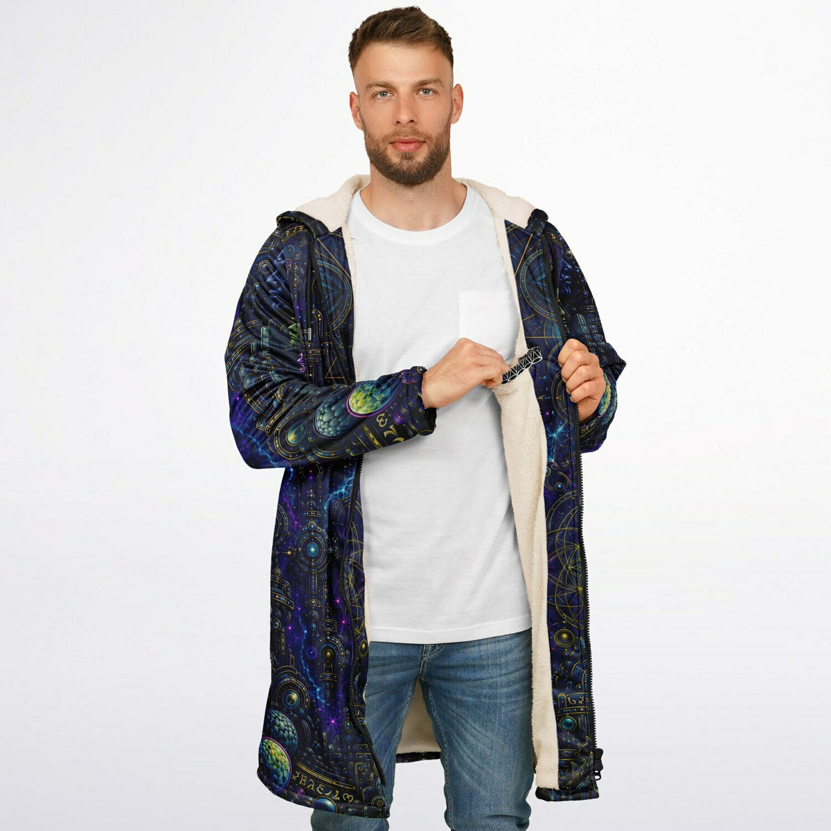 Celestial Tempe White Zipper Cloak