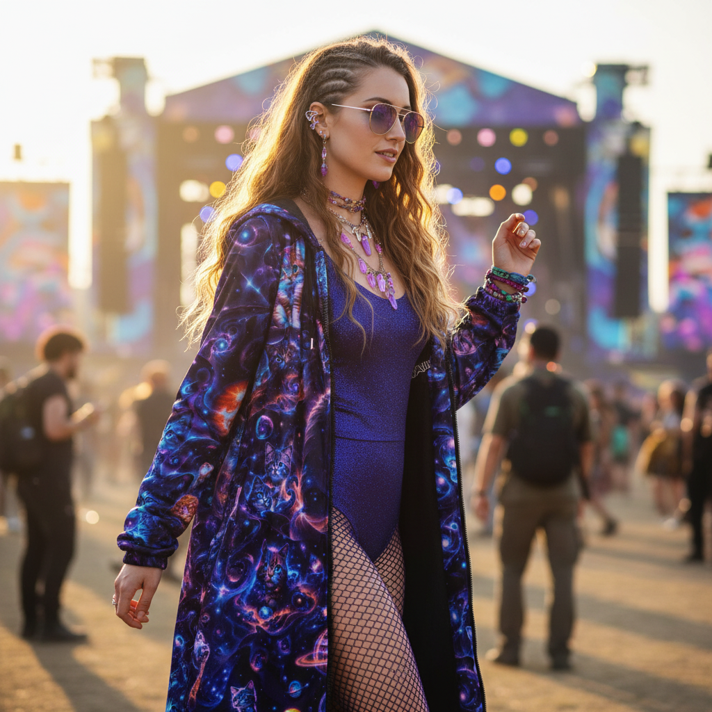 Cosmic Space Cats Women's Festival Cloak