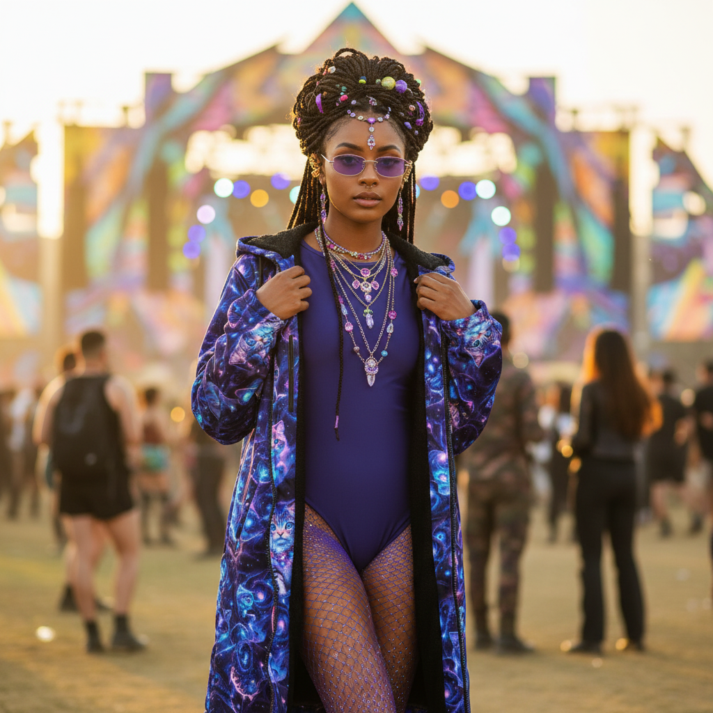 Cosmic Space Cats Women's Festival Cloak