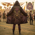 Enochian Vision Red Men's Festival Cloak front view with mystical cloak