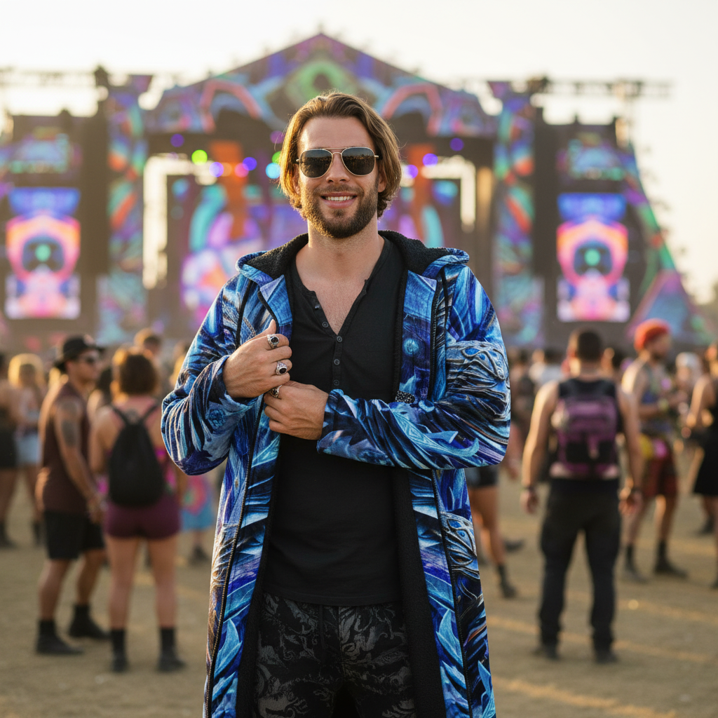 Electric Dragonscape Men's Festival Cloak
