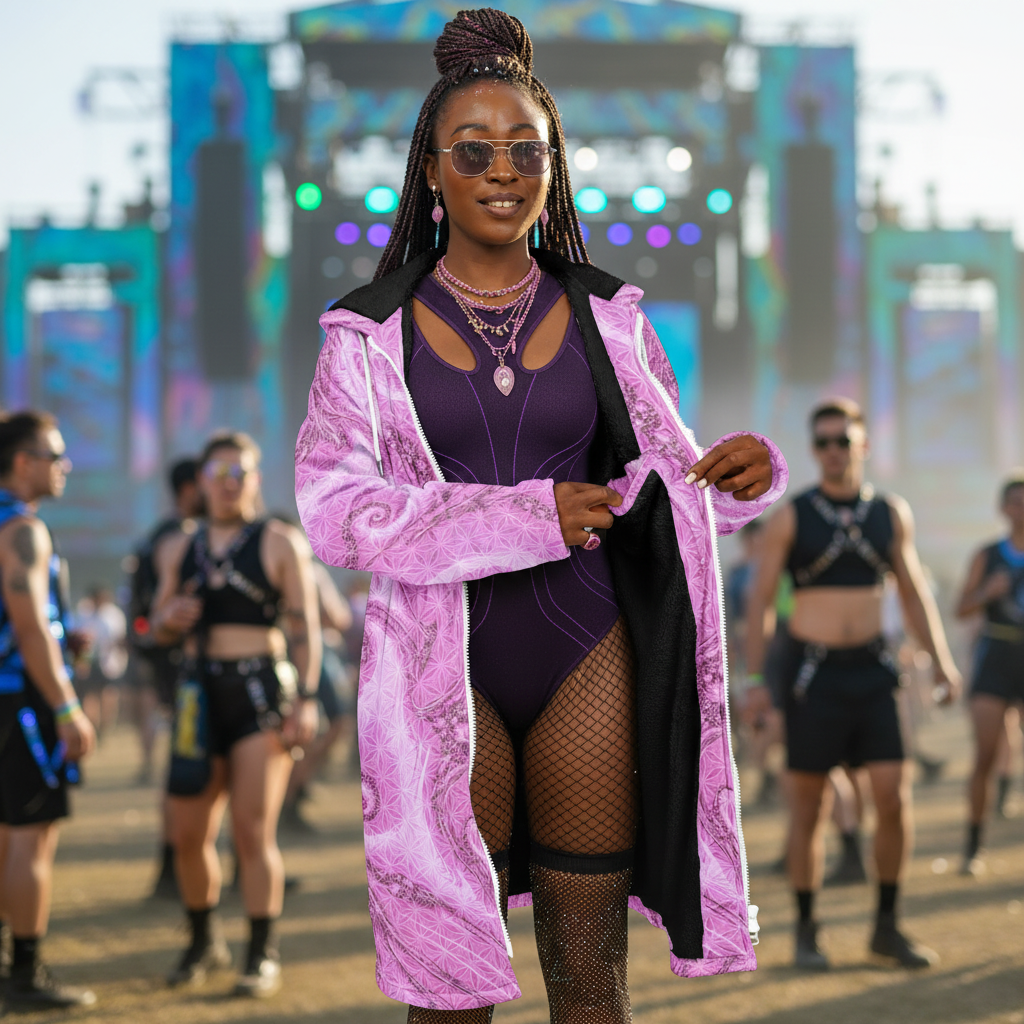 Pink Cosmic Flower Of Life Women's Festival Cloak