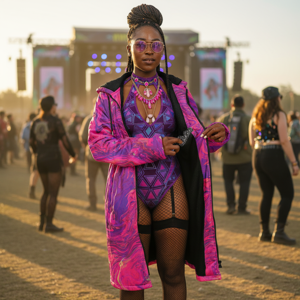 Pink Acid Oasis Women's Festival Cloak