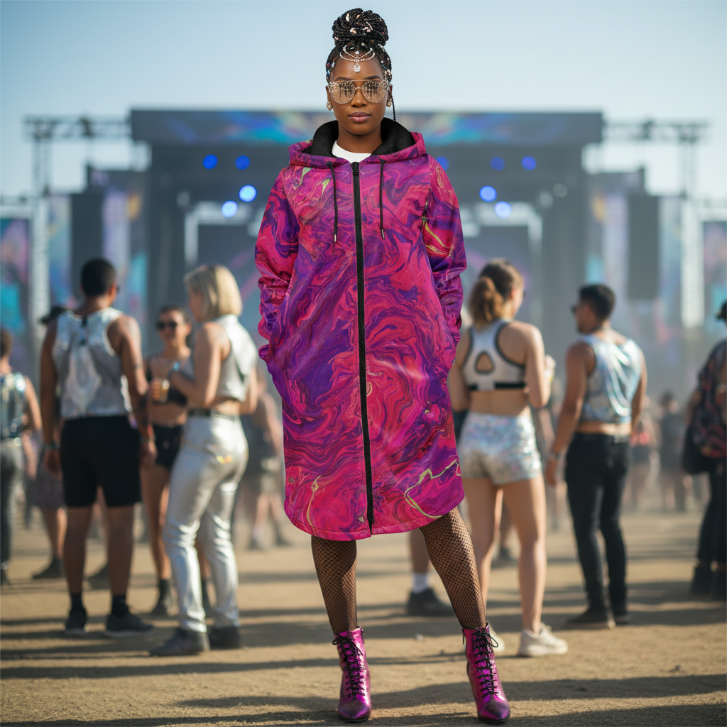 Pink Acid Oasis Women's Festival Cloak