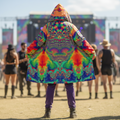 Acid Melt Men's Festival Cloak front view with rave cloak
