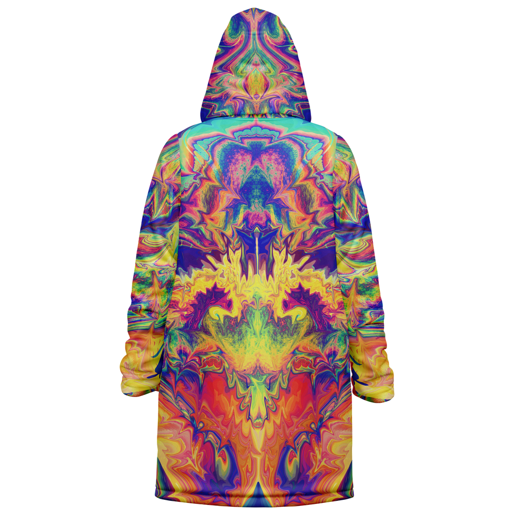 Windowpane Women's Festival Cloak back view with festival wear