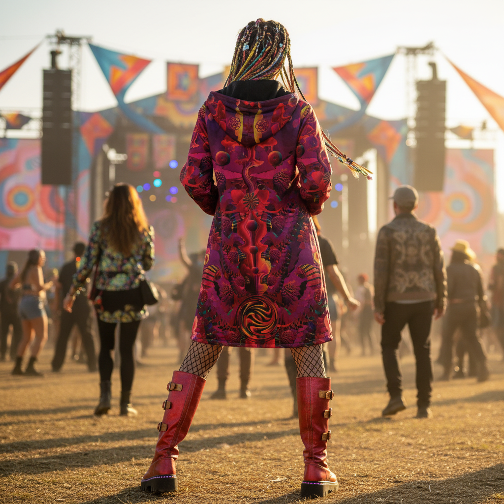Red Shroom Flower Of Life Women's Festival Cloak