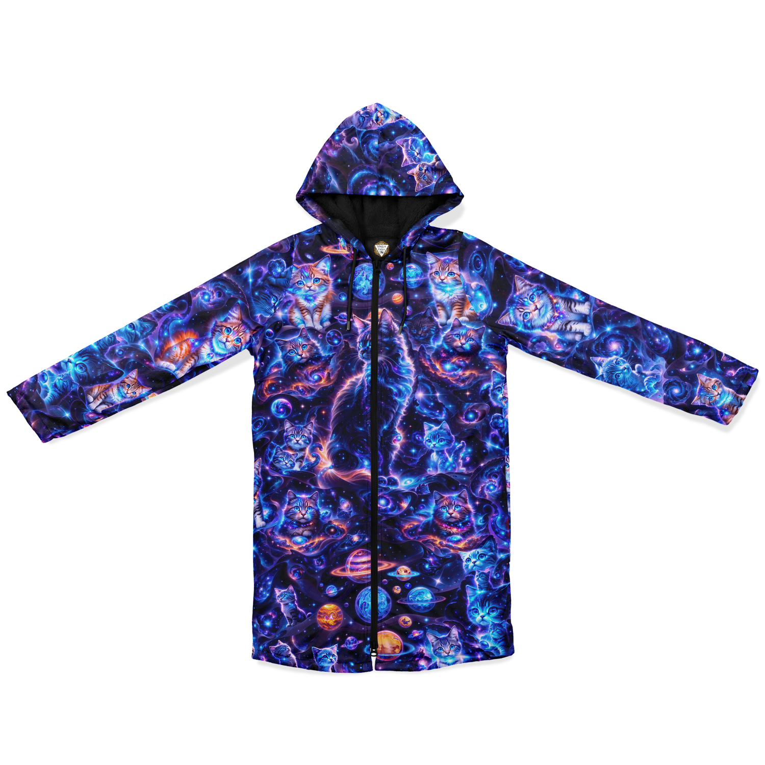 Cosmic Space Cats Women's Festival Cloak front view with festival cloak
