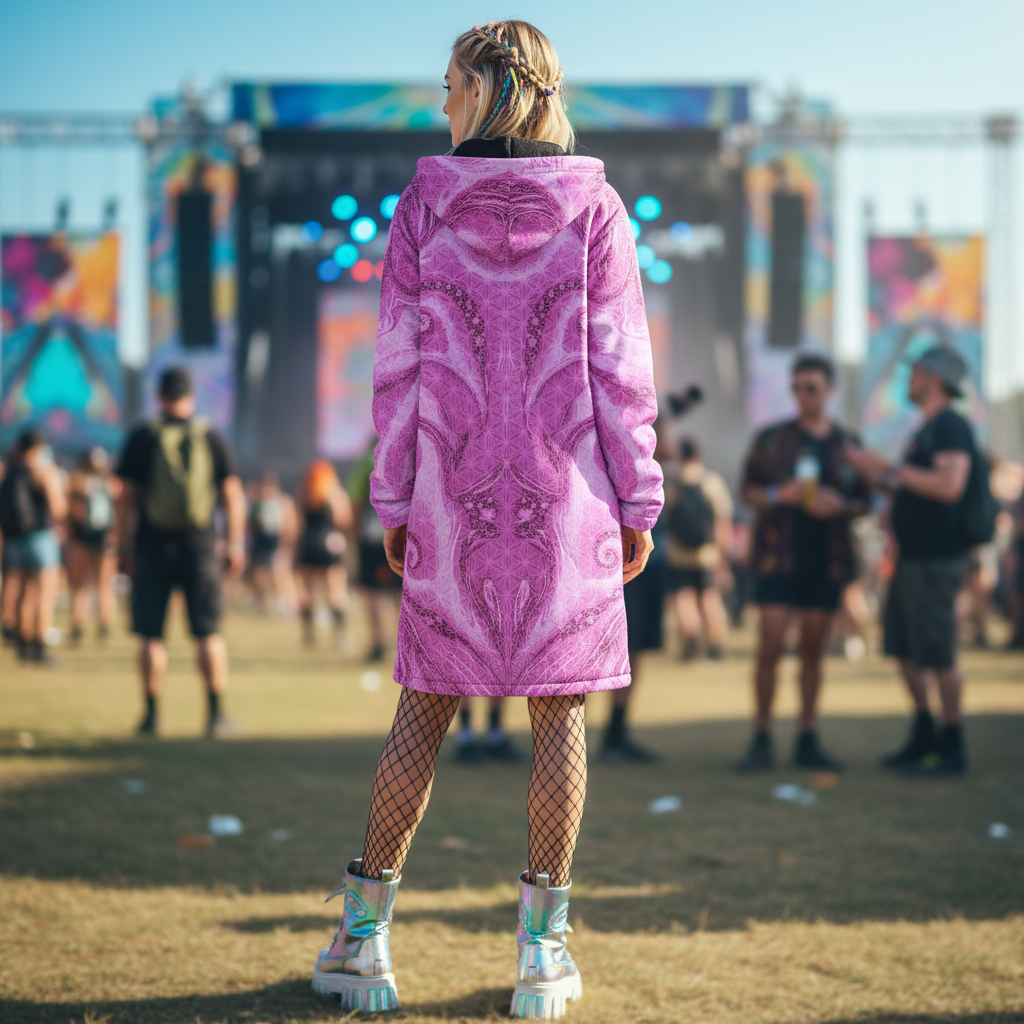 Pink Cosmic Flower Of Life Women's Festival Cloak