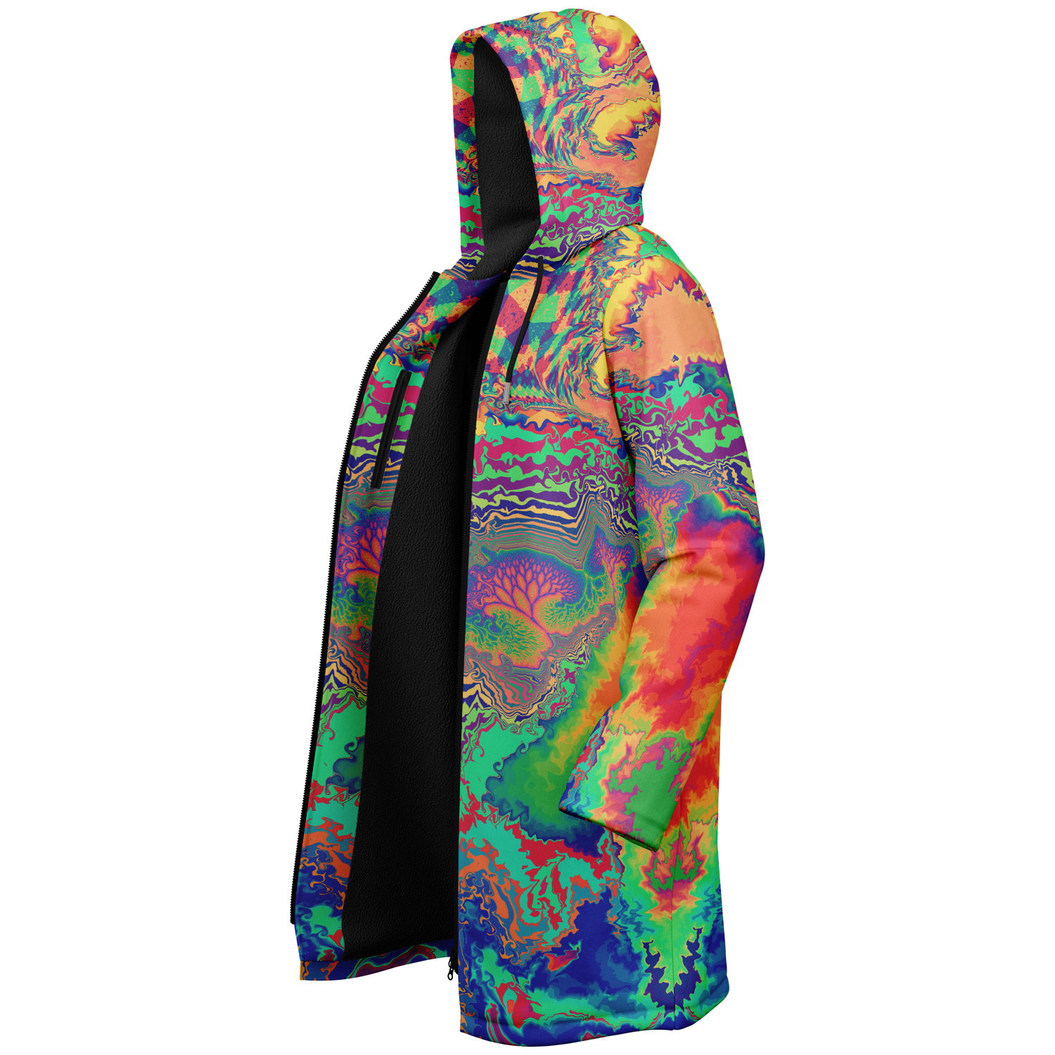 Acid Melt Women's Festival Cloak detail view with festival fashion