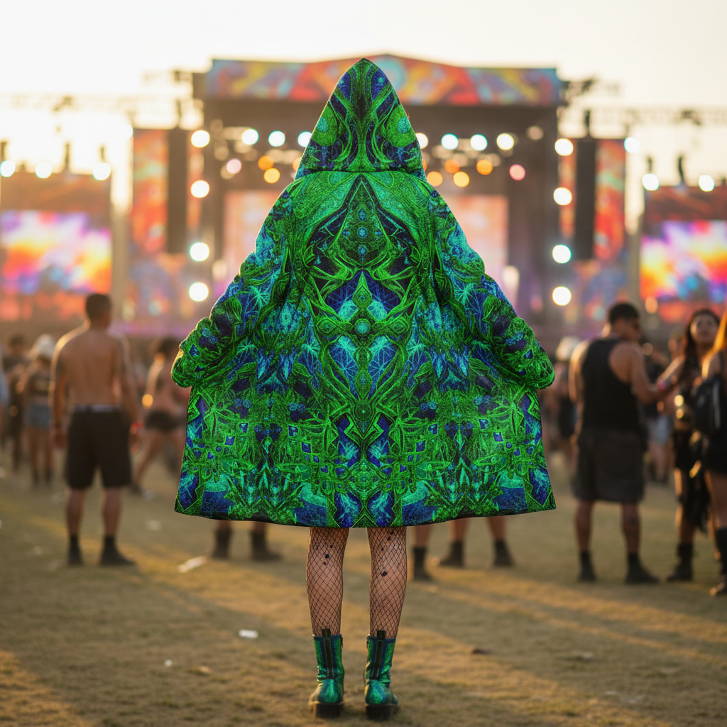 Cosmic Cross Green Women's Festival Cloak