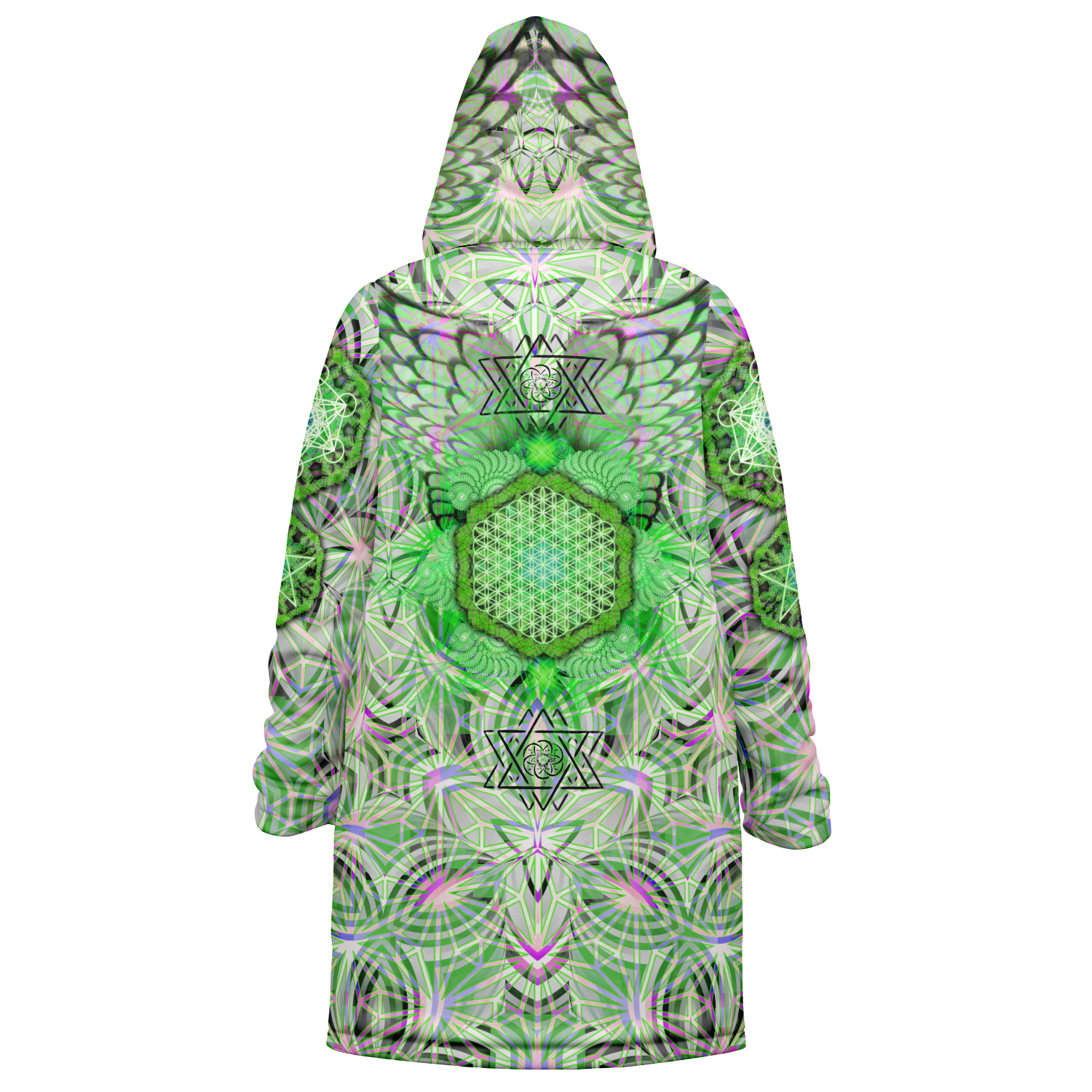 Angel Catcher Light Green Men's Festival Cloak detail view with festival fashion