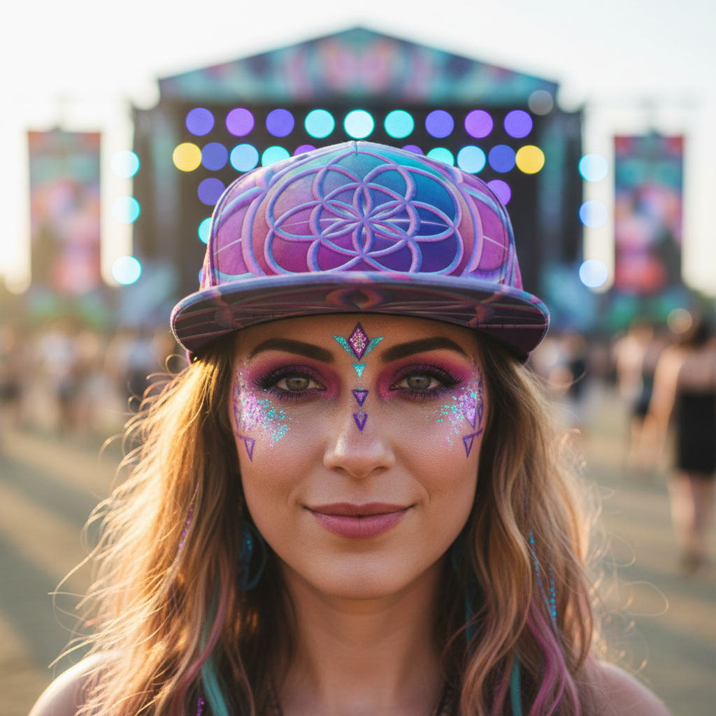 Snapback Hat | Bubblegum Flower of Life