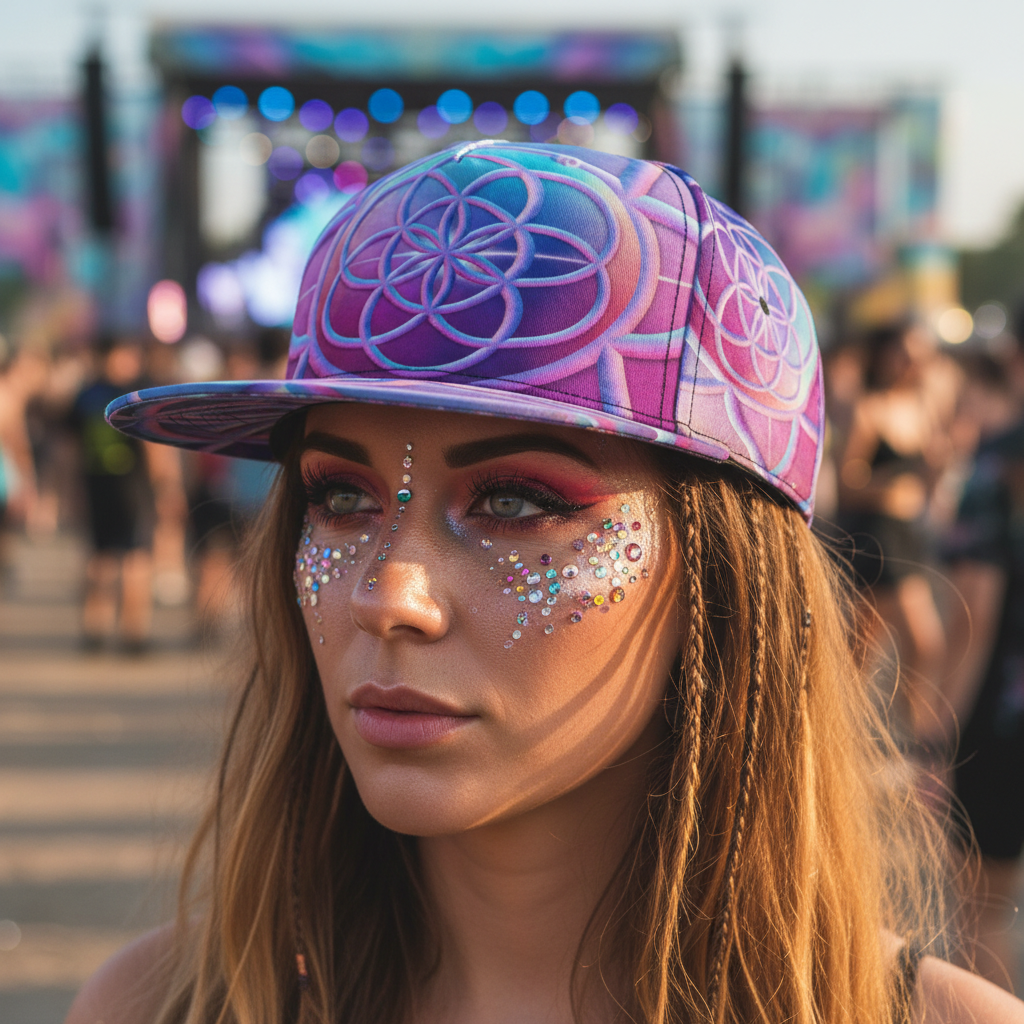Snapback Hat | Bubblegum Flower of Life