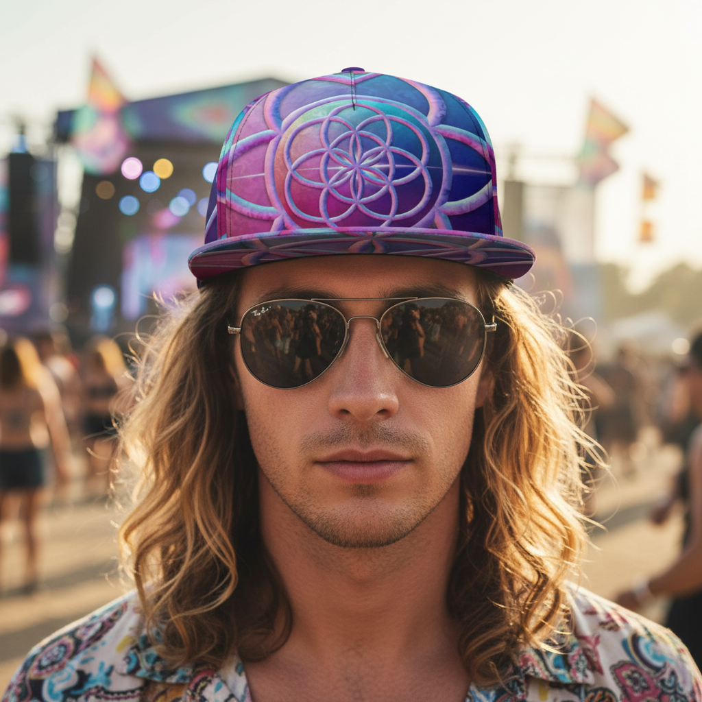 Snapback Hat | Bubblegum Flower of Life
