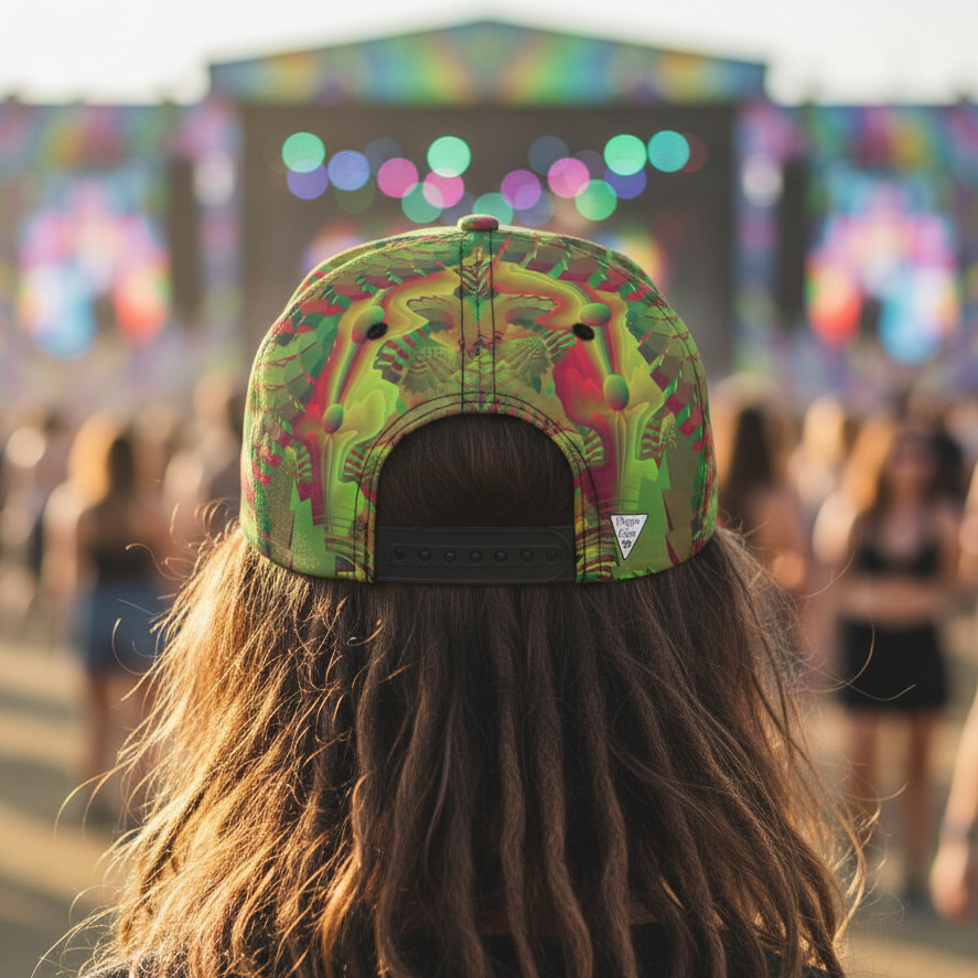 Snapback Hat | Shroom Flower of Life Green