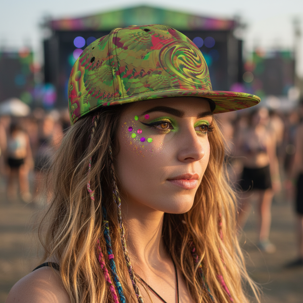 Snapback Hat | Shroom Flower of Life Green
