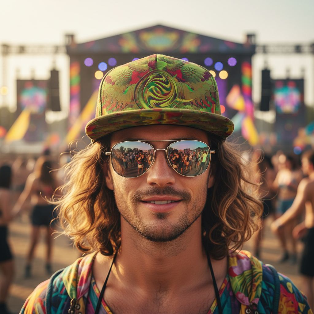 Snapback Hat | Shroom Flower of Life Green