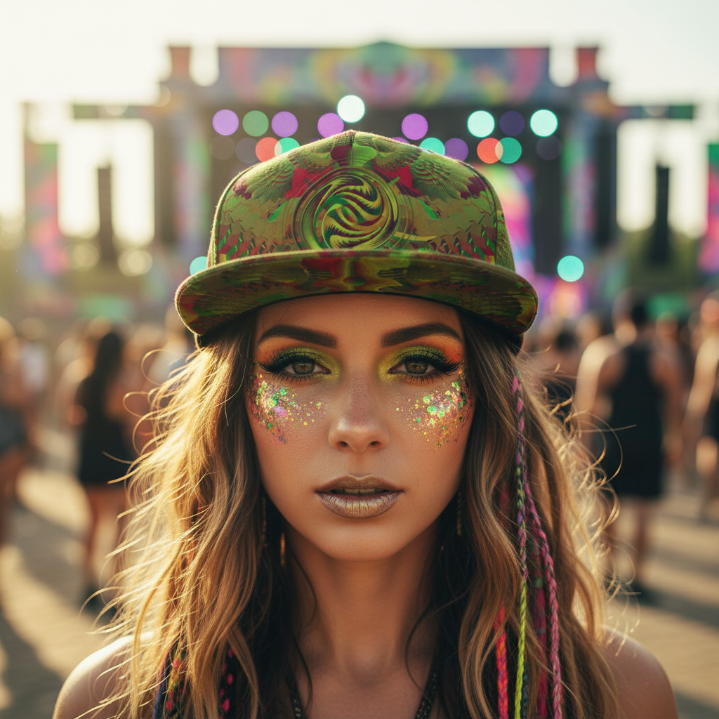 Snapback Hat | Shroom Flower of Life Green