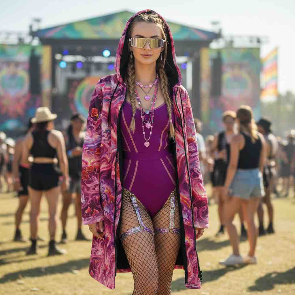 Hearts Roses Women's Festival Cloak side view with occult-inspired art