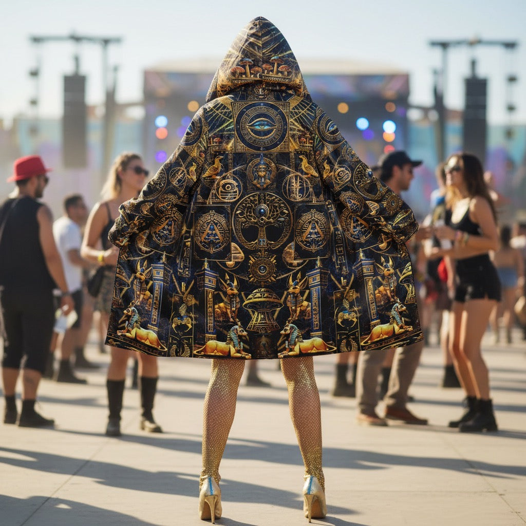 Egyptian Atlantis Women's Festival Cloak front view with mystical cloak