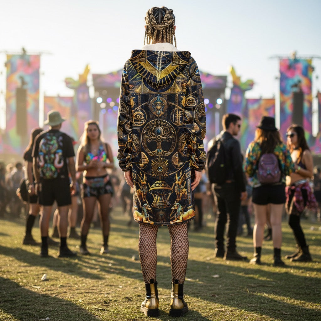 Egyptian Atlantis Women's Festival Cloak detail view with statement outerwear