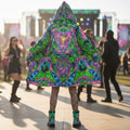 Psy Tribal Shroom Festival Cloak front view with mystical cloak