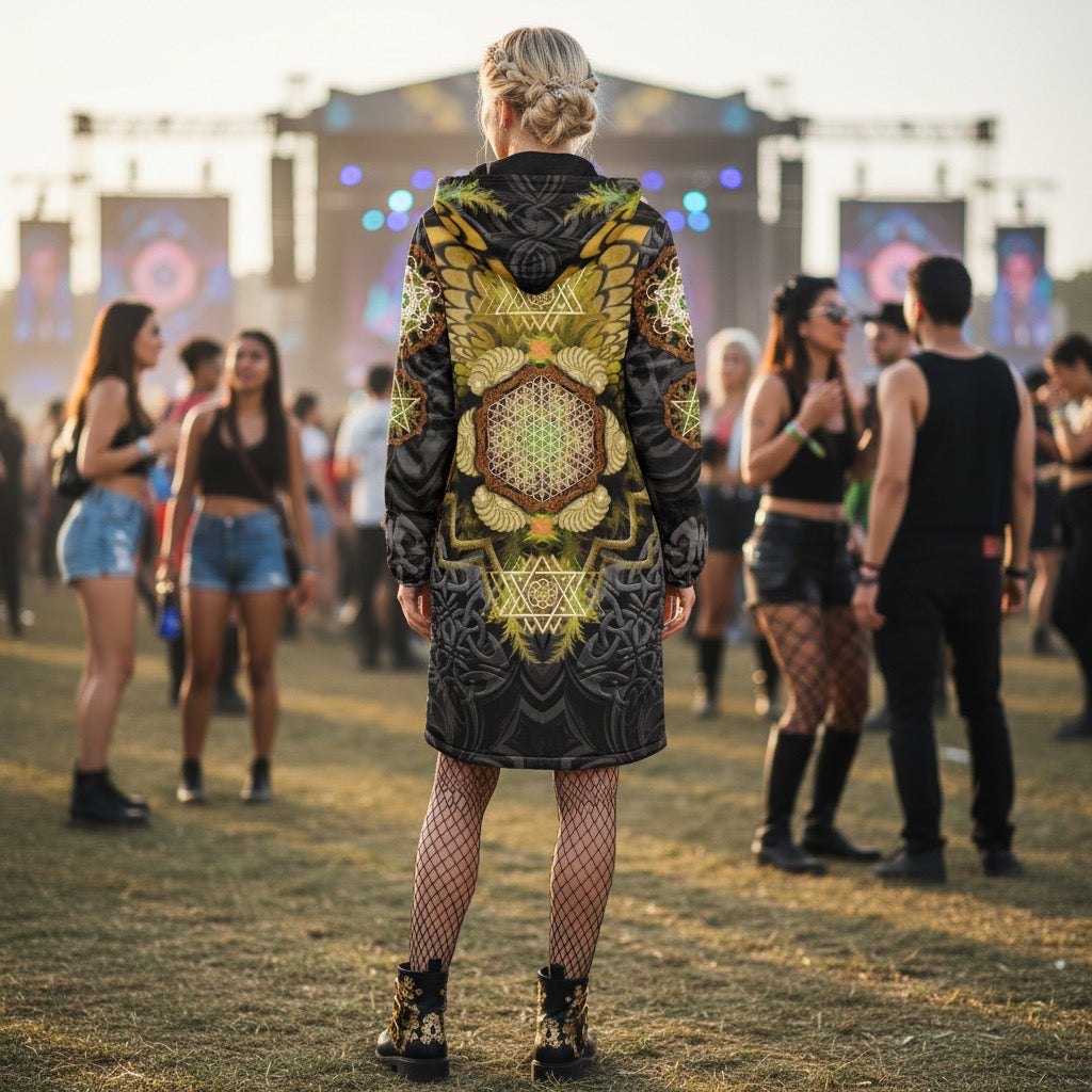 Yellow Angel Catcher Women's Festival Cloak detail view with mystical style