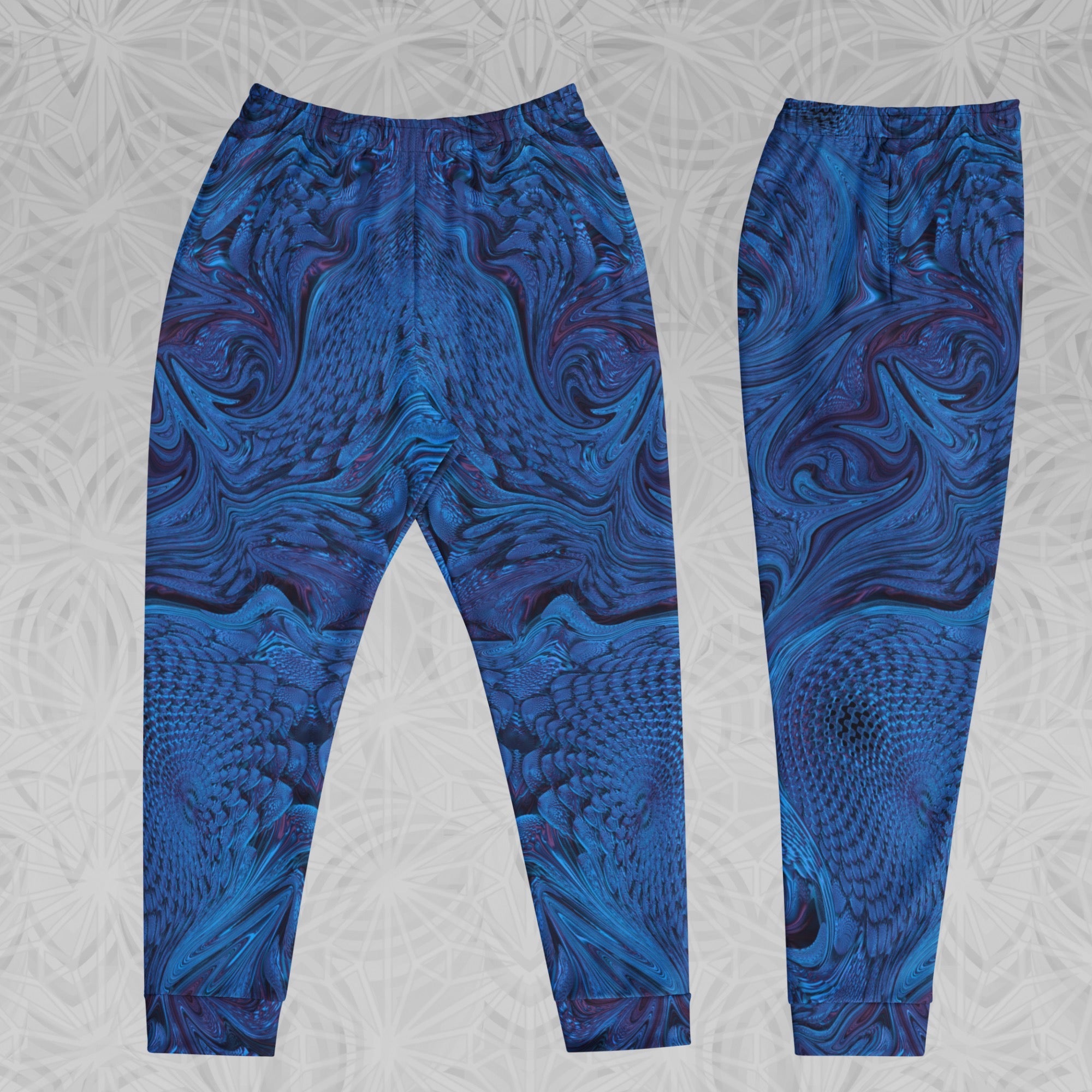 Joggers | Metallic Blue Fractal