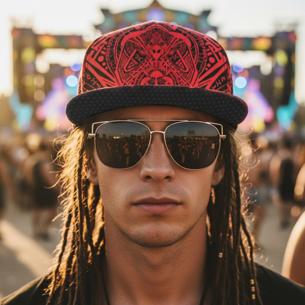 Snapback Hat | Alien Mycelium Red