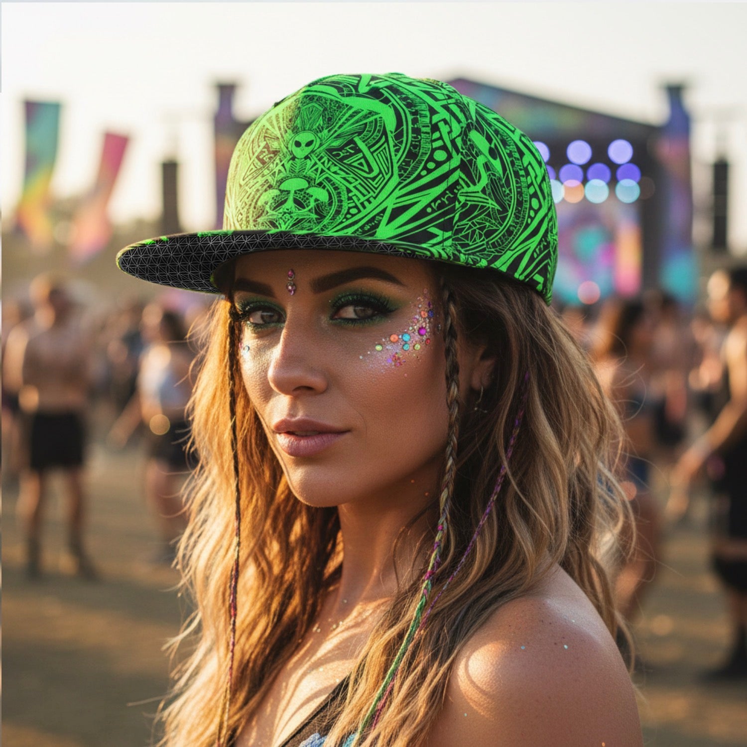 Snapback Hat | Alien Mycelium Green