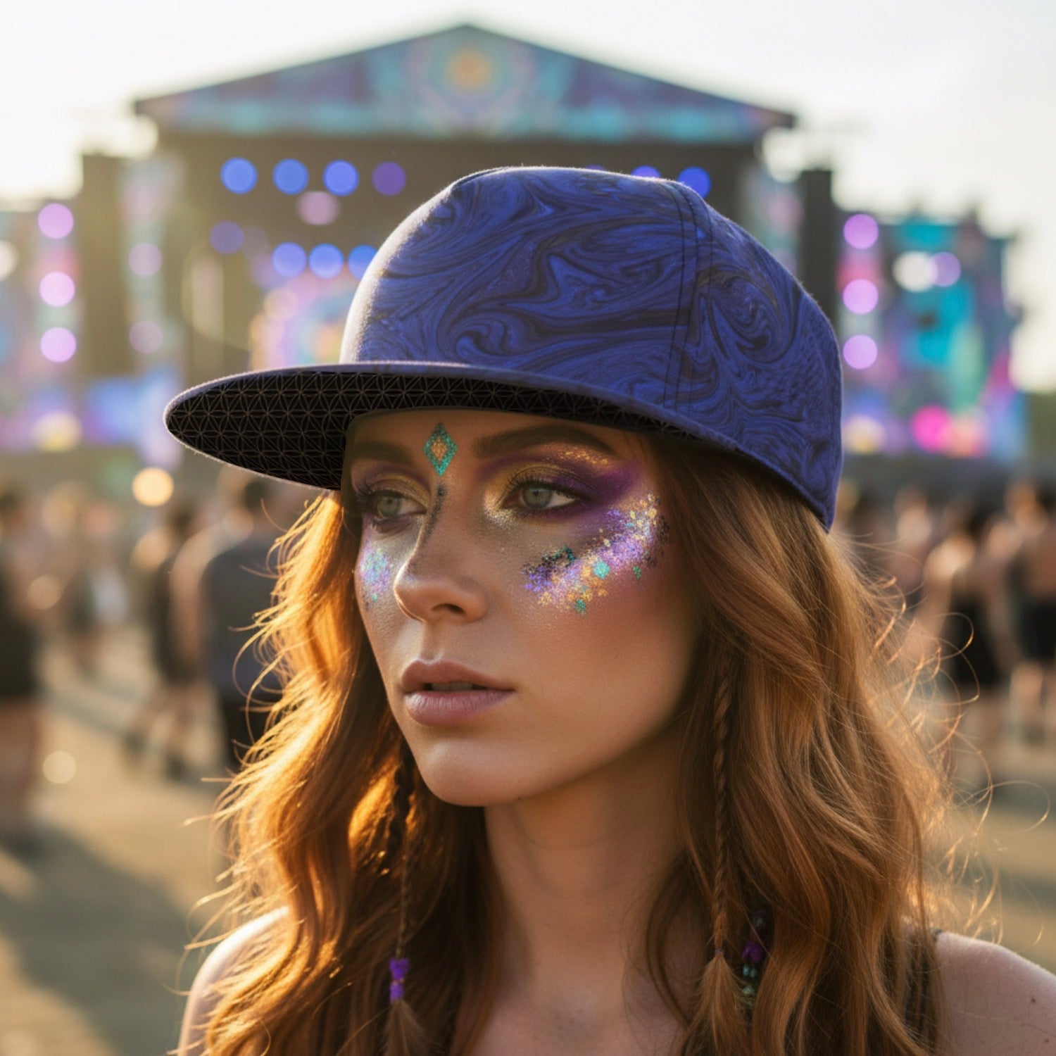 Snapback Hat | Blue Fractal