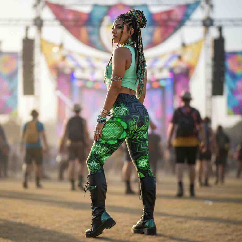 Women’s Green Yoga Leggings Angel Catcher