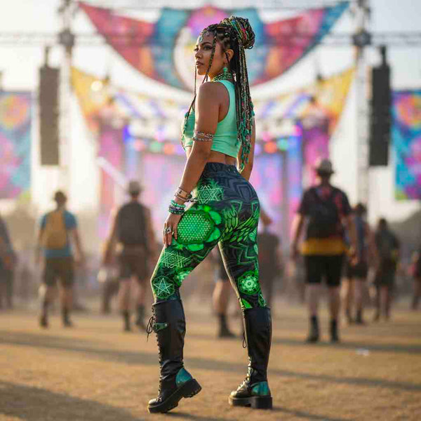 Women’s Green Yoga Leggings Angel Catcher